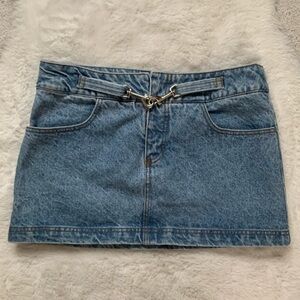 Vintage Be Bop 100% Cotton Denim Light Wash Jean Mini Skirt Size 11